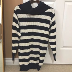 Striped turtleneck sweater dress